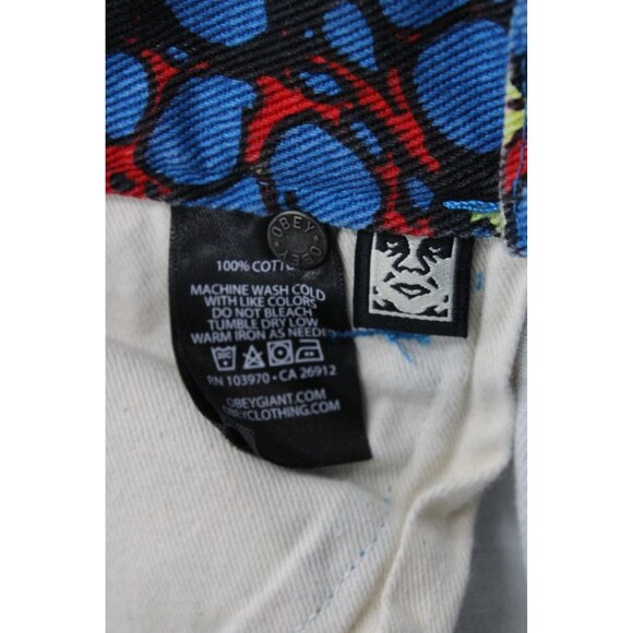 Obey Propaganda Jeans Mens Size 30 Multicolor Paint Splatter Regular Straight - Picture 13 of 13